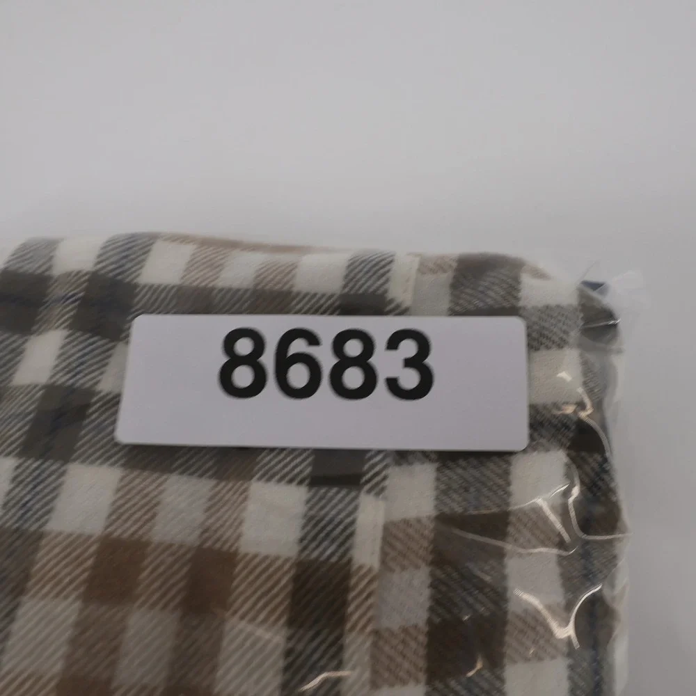 NEW Lands' End Plaid Flannel Shirt Tan Long Sleeve Mens L